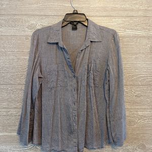 Dark blue button up blouse